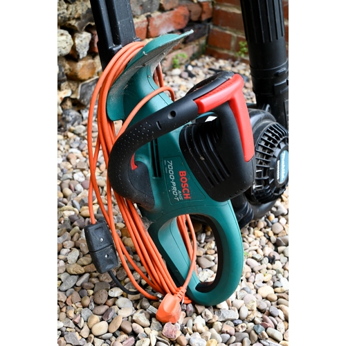 37 - A Honda 4-stroke brush cutter strimmer to/w Makita BHX2500 garden blower and Bosch 7000-Pro-T 240V h... 