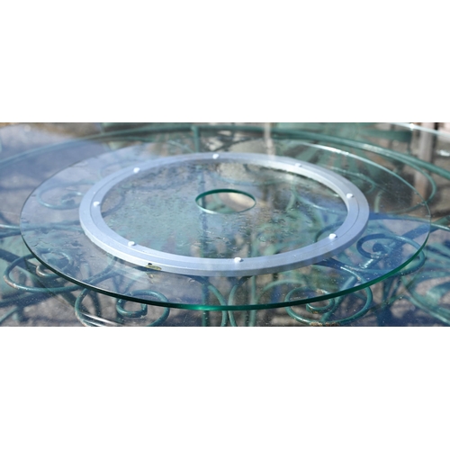 40 - Kings Worthy Foundry ex-stock - three circular glass lazy Susans with aluminium 'Huben' rotating tur... 