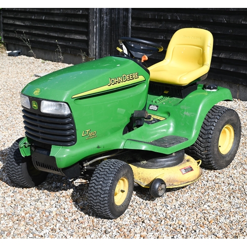 43 - A John Deere LT160 automatic tractor lawn mower 16HP Kohler engine (runs), 362 hours showing on digi... 