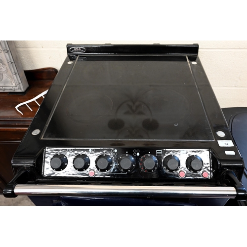 51 - Aga Companion - a blue enamel electric cooker with two ovens and ceramic electric 4 ring hob, 60 x 7... 