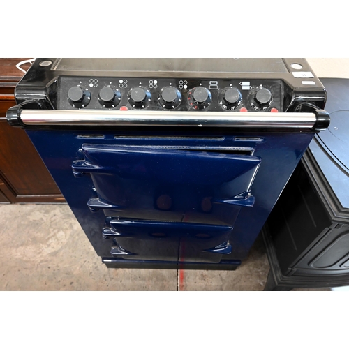 51 - Aga Companion - a blue enamel electric cooker with two ovens and ceramic electric 4 ring hob, 60 x 7... 