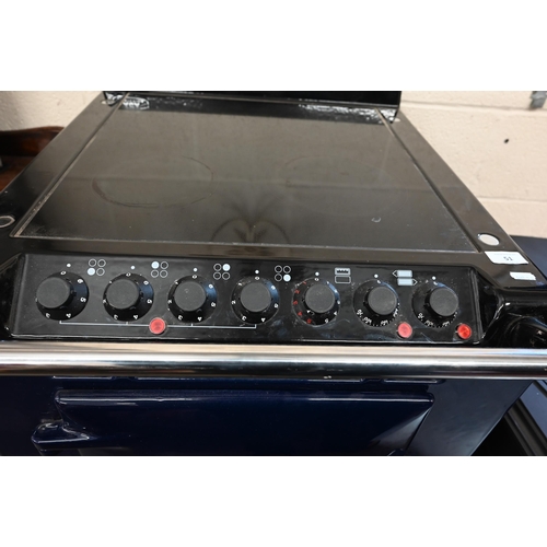 51 - Aga Companion - a blue enamel electric cooker with two ovens and ceramic electric 4 ring hob, 60 x 7... 