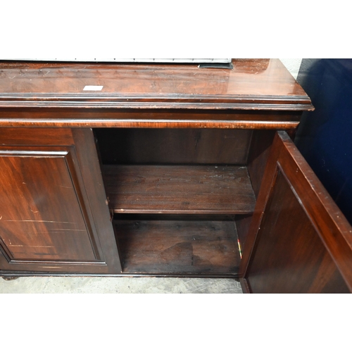 52 - # An Edwardian mahogany side cabinet with panelled doors, 98 x 32 x 78 cm high