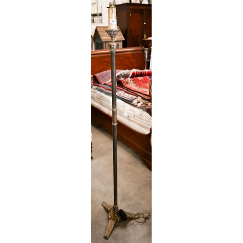 520 - # A brass column standard lamp on tripod base