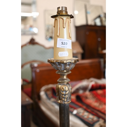 520 - # A brass column standard lamp on tripod base