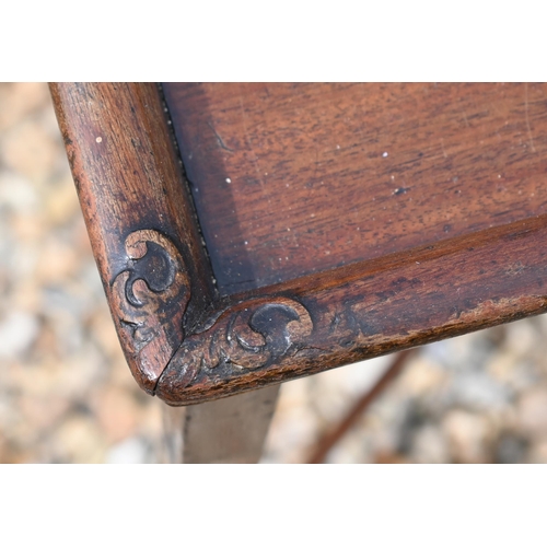 541 - A campaign style mahogany tray-top occasional table, 62 cm x 46 cm x 67 cm