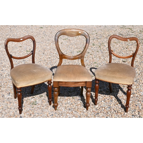 547 - # A harlequin set of six late Victorian open back dining side chairs with overstuffed seats (6)