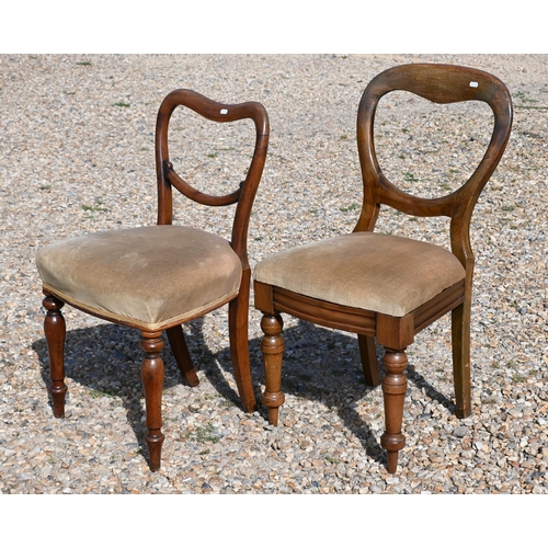 547 - # A harlequin set of six late Victorian open back dining side chairs with overstuffed seats (6)