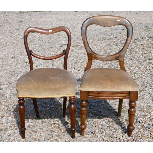 547 - # A harlequin set of six late Victorian open back dining side chairs with overstuffed seats (6)