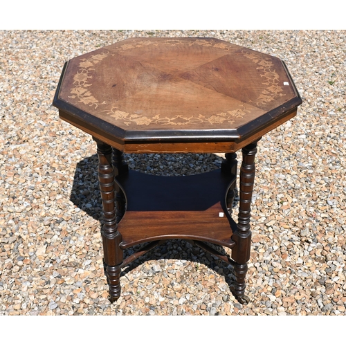 550 - # An octagonal inlaid two-tier centre table, 71 cm diam x 74 cm high