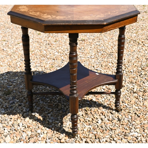 550 - # An octagonal inlaid two-tier centre table, 71 cm diam x 74 cm high