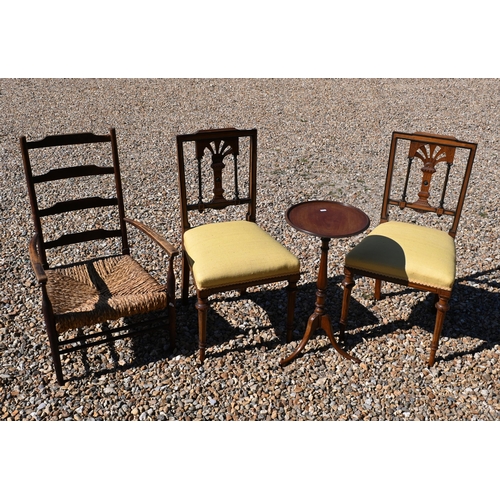 554 - A pair of Victorian aesthetic period walnut and ebonised parcel gilt framed side chairs to/w a count... 