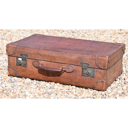 558 - John Pound & Co Ltd, a vintage tan leather suitcase