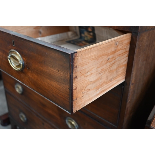 67 - A George III mahogany chest of two short over three long drawers on bracket feet a/f, 108 x 56 x 112... 