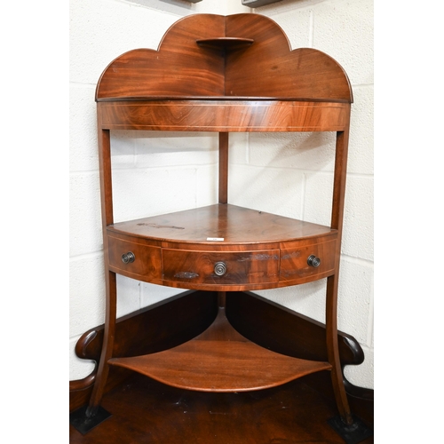 78 - Georgian mahogany inlaid corner washstand, 62 x 108 cm h