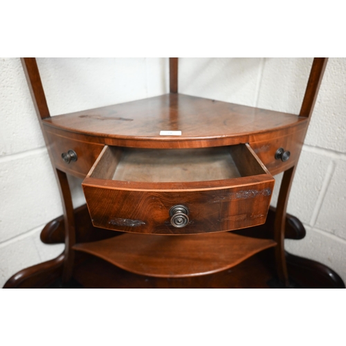 78 - Georgian mahogany inlaid corner washstand, 62 x 108 cm h