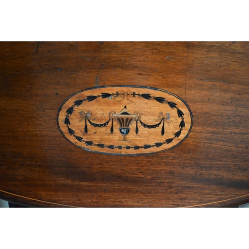 79 - A 19th century mahogany drop leaf corner table with galleried back and inlaid Neoclassical cartouche... 