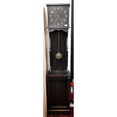 82 - # Arts & Crafts oak eight day longcase clock, 184 cm high