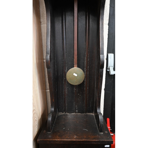 82 - # Arts & Crafts oak eight day longcase clock, 184 cm high