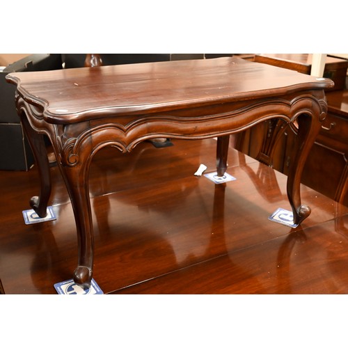 509 - # A French style hardwood coffee table, 80 cm x 50 cm x 45 cm to/w a pair or reproduction side table... 