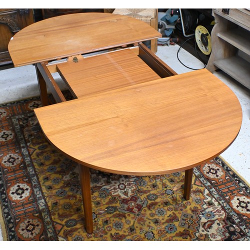 523 - # A mid-century teak Remploy extending dining table, 170 cm x 90 cm x 72 cm to/w a pair of G-Plan si... 