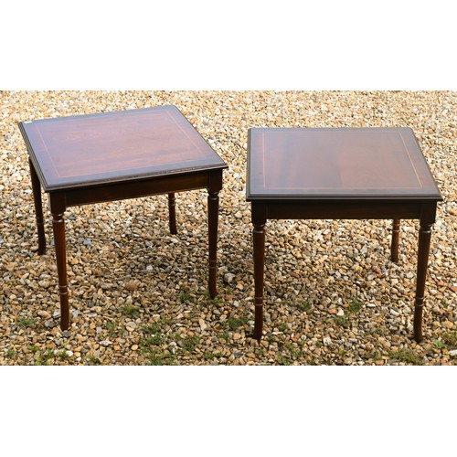 509 - # A French style hardwood coffee table, 80 cm x 50 cm x 45 cm to/w a pair or reproduction side table... 