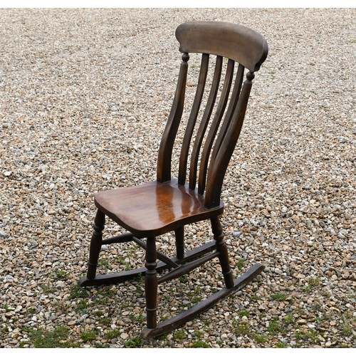 221 - A trio of similar late 19th/20th century slat-back open armchairs to/with a standard side chair and ... 