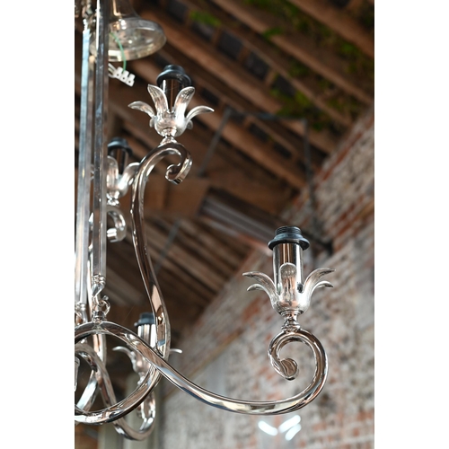 70 - A contemporary chrome plated 8-branch electrolier, c/with lustre fittings, approx. 67 cm dia. x 100 ... 