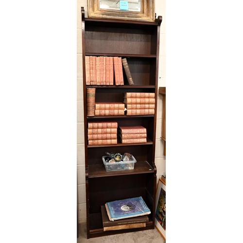 92 - # Antique mahogany waterfall bookcase with six shelves, 70 x 28 x 212 cm