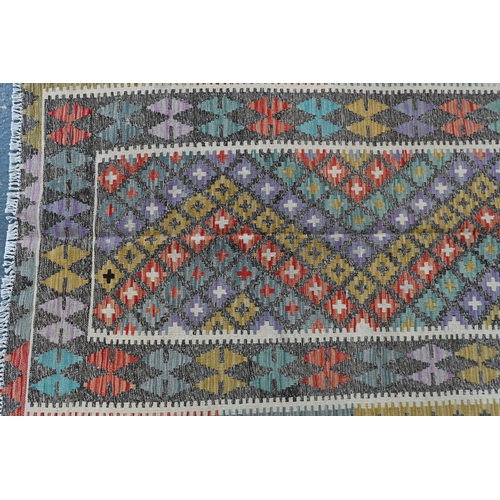 142 - An contemporary Anatolian Kelim, the geometric design in pastel dyes, 194 cm x 106 cm