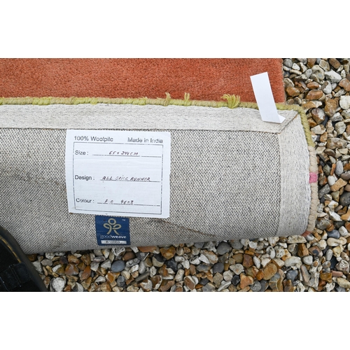 118 - A modern Indian made 'all spice' multi-coloured wool runner, 244 x 65 cm