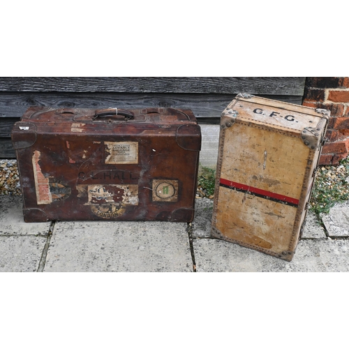 150 - # Four old leather leather suitcases, all a/f (4)