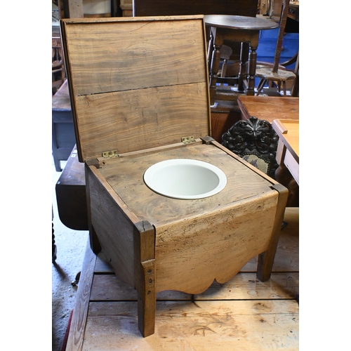 160 - # An old pine box commode, 54 x 46 x 39 cm h, to/w a pine coffee table, 107 x 55 x 47 cm h (2)