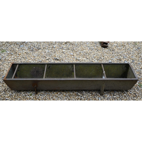 2 - A cast iron feeding trough or garden planter with dividing bars, 130 cm w x 32 cm d x 22 cm h