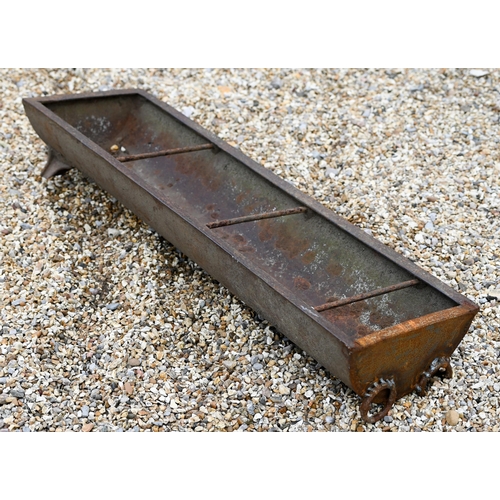 3 - A cast iron feeding trough or garden planter with dividing bars, 105 cm w x 30 cm d x 16 cm h