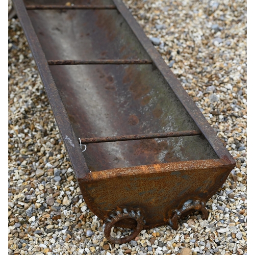 3 - A cast iron feeding trough or garden planter with dividing bars, 105 cm w x 30 cm d x 16 cm h