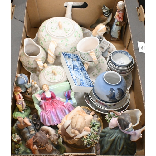 432 - A quantity of mixed ceramics including two Royal Doulton figures 'Sweet and Twenty' HN1589 and 'Alic... 