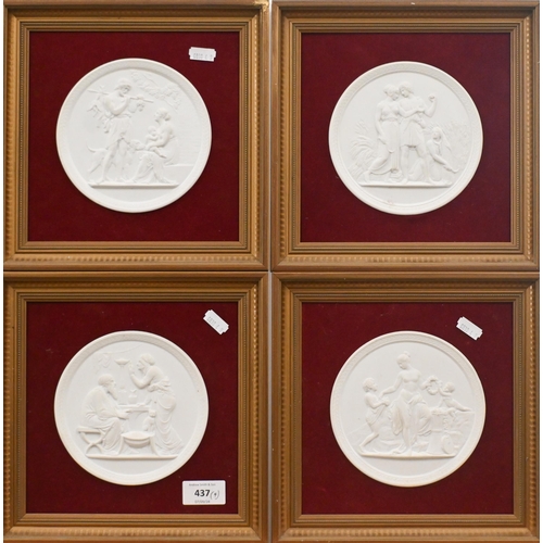 437 - A set of four gilt-framed Royal Copenhagen circular plaques with classical reliefs, 14 cm diam