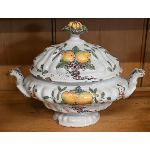 440 - A Victorian floral-painted china teapot with with two matching teacups and five saucers, to/w seven ... 