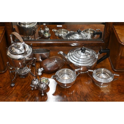 445 - A Victorian ep kettle designed by Christopher Dresser for Hukin & Heath no 2117, to/w a non-matc... 