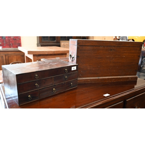 459 - A Georgian mahogany small set of six collector's drawers with brass loop handles, 38 cm wide to/w a ... 