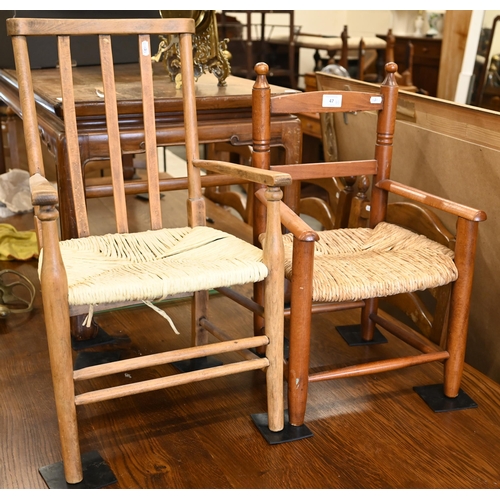 47 - Two rush-seated children's chairs (2)