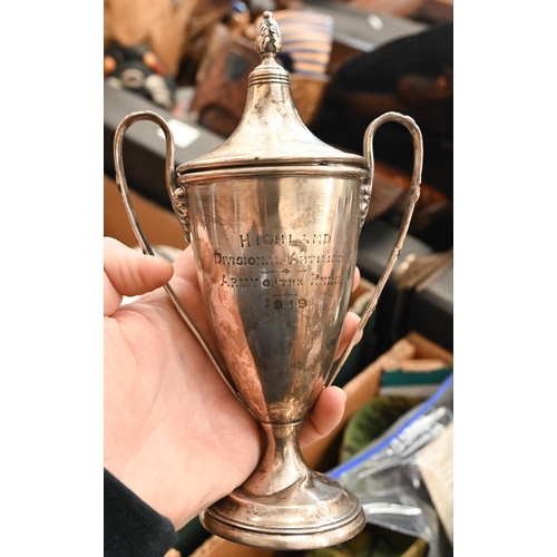 490 - A silver trophy cup engraved 'Highland Divisional Artillery Army on the Rhine, 1919', to/w various A... 