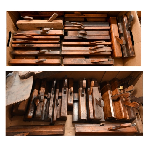 492 - A collection of forty vintage carpenter's moulding planes (2 boxes)