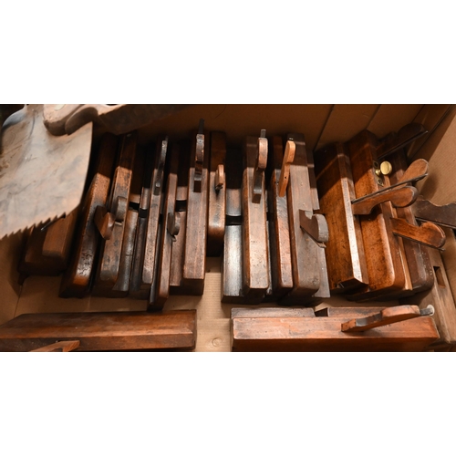 492 - A collection of forty vintage carpenter's moulding planes (2 boxes)