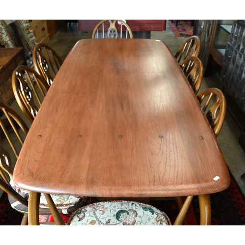 78 - A mid-century Ercol Old Colonial dark elm refectory dining table, model 419, 180 cm x 80 cm x 72 cm ... 