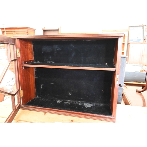 80 - # A wall mounting glazed mahogany display cabinet, 60 cm w x 16 cm d x 46 cm h c/w key