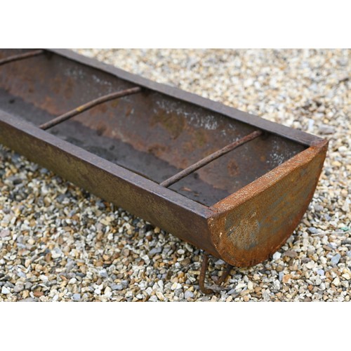 4 - A cast iron feeding trough or garden planter with dividing bars, 164 cm w x 30 cm d x 16 cm h