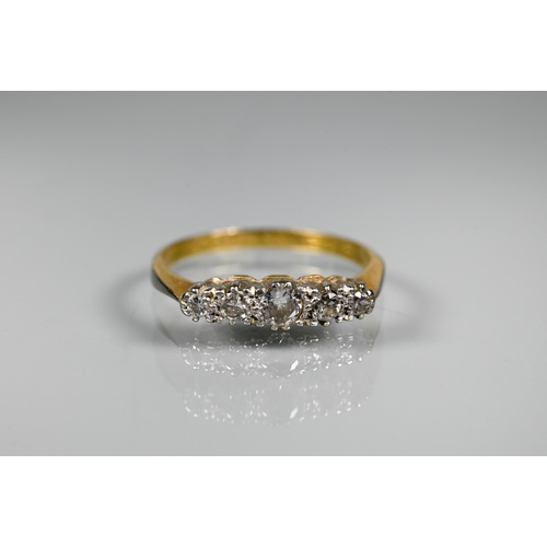 333 - An antique five-stone diamond ring, 18ct and platinum set stamped 2362, size O