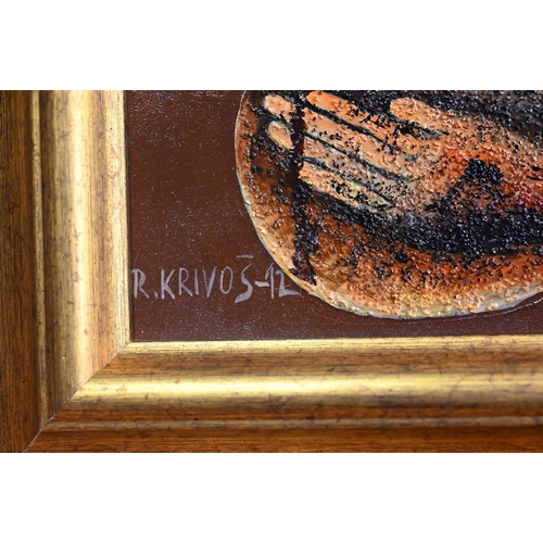 525 - Rudolf Krivos (1933-2020) - Mother and child, oil on board, signed lower left and dated '92, 34 x 24... 